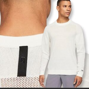 Men's Nike Tiger Woods Solid Color Elastic Breathable Golf Round Neck Wool Sweater Mountain White