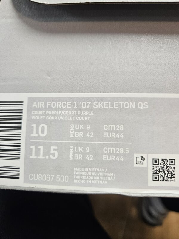 NIKE AIR FORCE 1 LOW '07 QS PURPLE SKELETON HALLOWEEN - Image 8